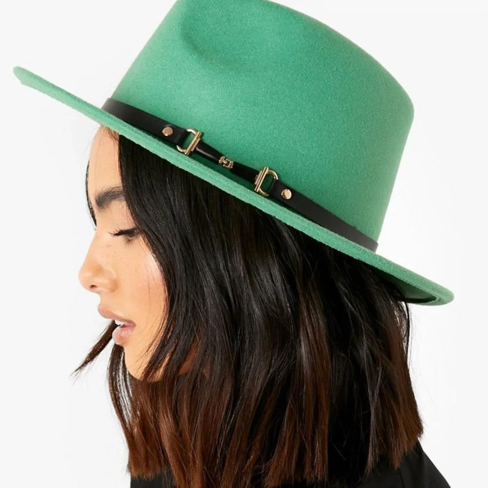 New Inventory 🔥Boohoo Basic Green Ribbon Taped Fedora🔥 - Picture 3 of 5